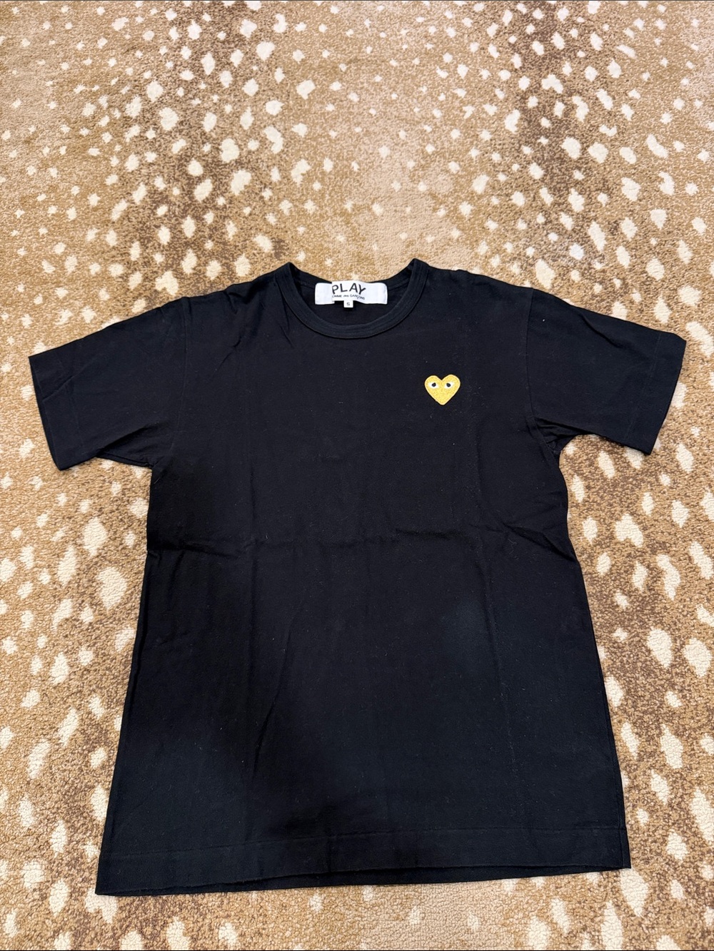 Comme des Garçons PLAY Black Short-Sleeve Tee with Gold Heart Patch